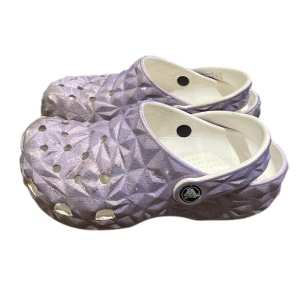 CROCS Purple Classic Iridescent Geometric Clog Unisex Child Size J1 Glitter - Picture 4 of 12